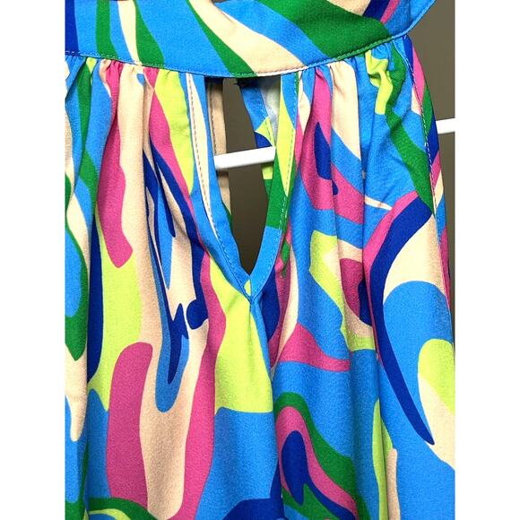 New SHEIN Privé Allover Print Keyhole Neck Blouse XL Top - Picture 5 of 9